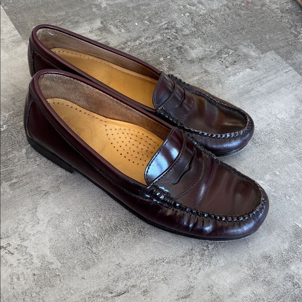 Classic Burgundy Brown Genuine Leather Loafers